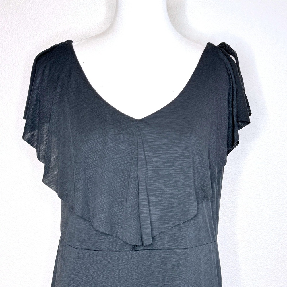 SOFT SURROUNDINGS NWT Sleeveless Maxi Dress M Black Modal Knit Raw Hems Casual - Picture 3 of 12